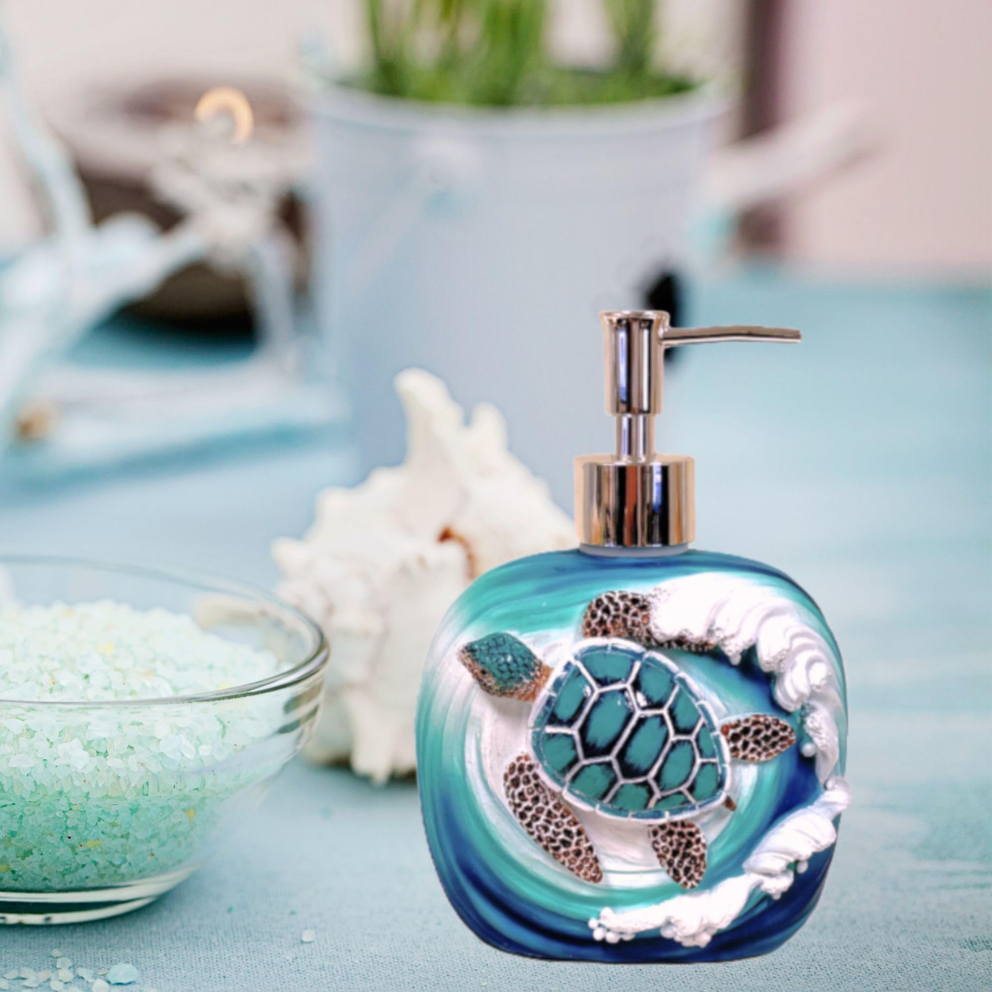 BestGiftEver Sea Turtle Wave Decorative Soap Pump Dispenser